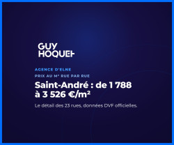 Prix au m² rue par rue à Saint-André : de 1 788 à 3 526 €/m² selon votre adresse